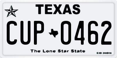 TX license plate CUP0462