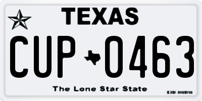 TX license plate CUP0463