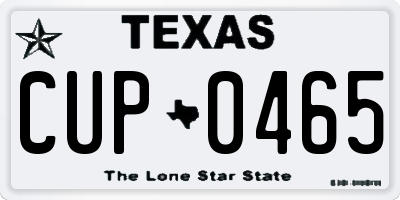 TX license plate CUP0465