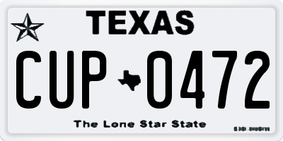 TX license plate CUP0472