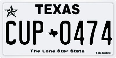 TX license plate CUP0474