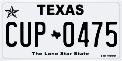 TX license plate CUP0475