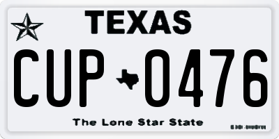 TX license plate CUP0476