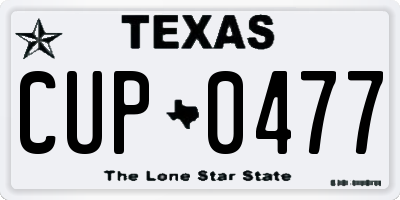 TX license plate CUP0477