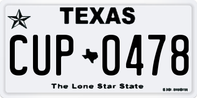 TX license plate CUP0478