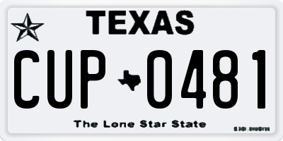 TX license plate CUP0481