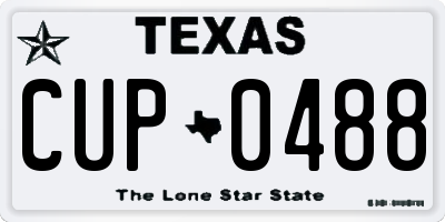 TX license plate CUP0488