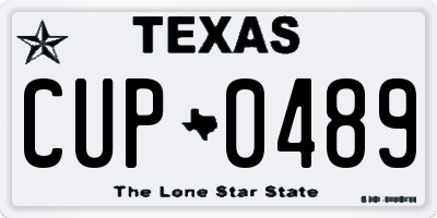 TX license plate CUP0489
