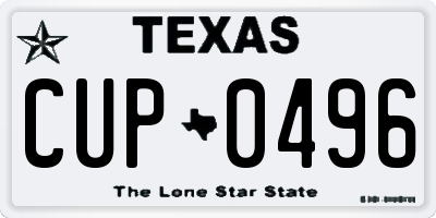TX license plate CUP0496