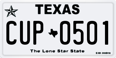 TX license plate CUP0501