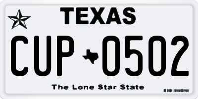 TX license plate CUP0502