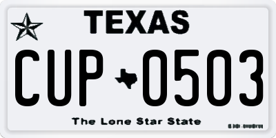 TX license plate CUP0503
