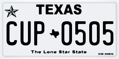 TX license plate CUP0505