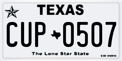 TX license plate CUP0507