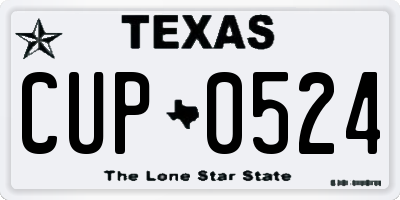 TX license plate CUP0524