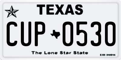 TX license plate CUP0530