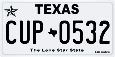 TX license plate CUP0532