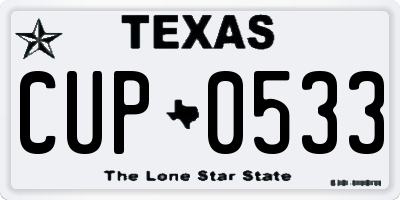 TX license plate CUP0533