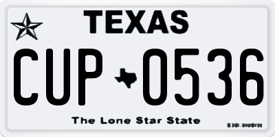 TX license plate CUP0536