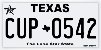TX license plate CUP0542