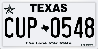 TX license plate CUP0548
