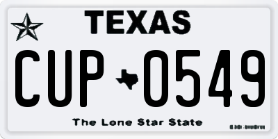 TX license plate CUP0549