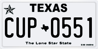 TX license plate CUP0551