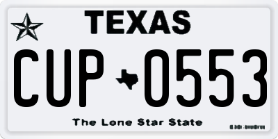 TX license plate CUP0553