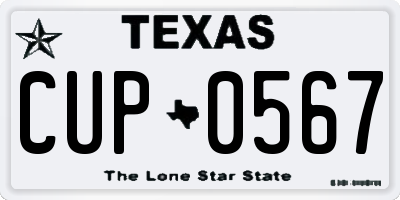 TX license plate CUP0567