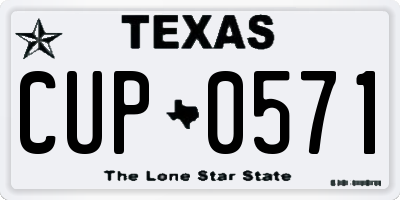 TX license plate CUP0571
