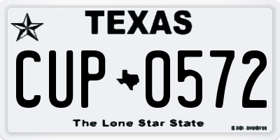 TX license plate CUP0572