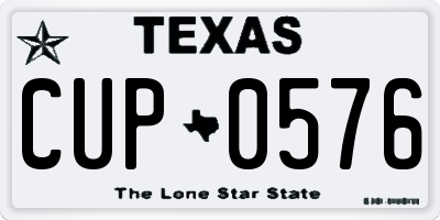 TX license plate CUP0576