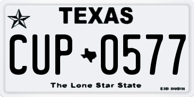 TX license plate CUP0577