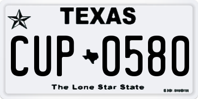 TX license plate CUP0580