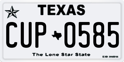 TX license plate CUP0585