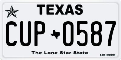 TX license plate CUP0587
