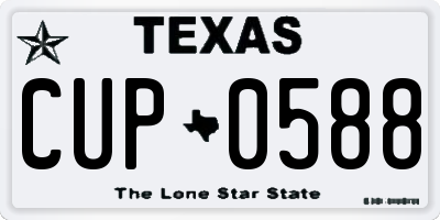 TX license plate CUP0588