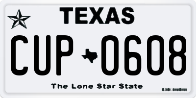 TX license plate CUP0608