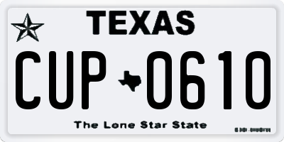 TX license plate CUP0610