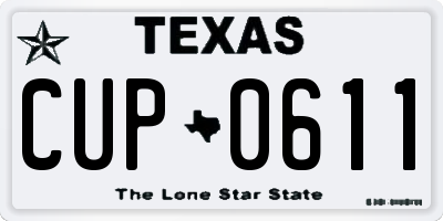 TX license plate CUP0611
