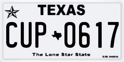 TX license plate CUP0617