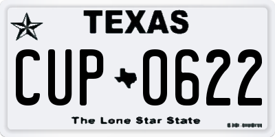 TX license plate CUP0622