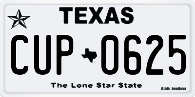 TX license plate CUP0625