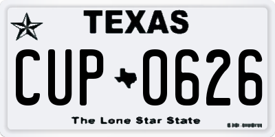 TX license plate CUP0626
