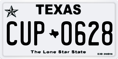 TX license plate CUP0628