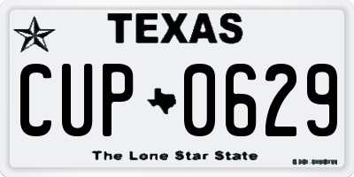 TX license plate CUP0629