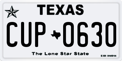 TX license plate CUP0630