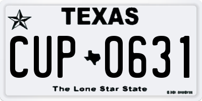 TX license plate CUP0631