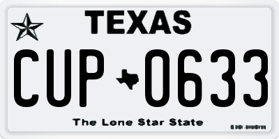 TX license plate CUP0633