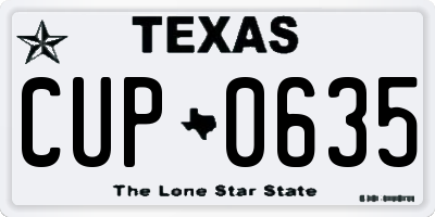 TX license plate CUP0635